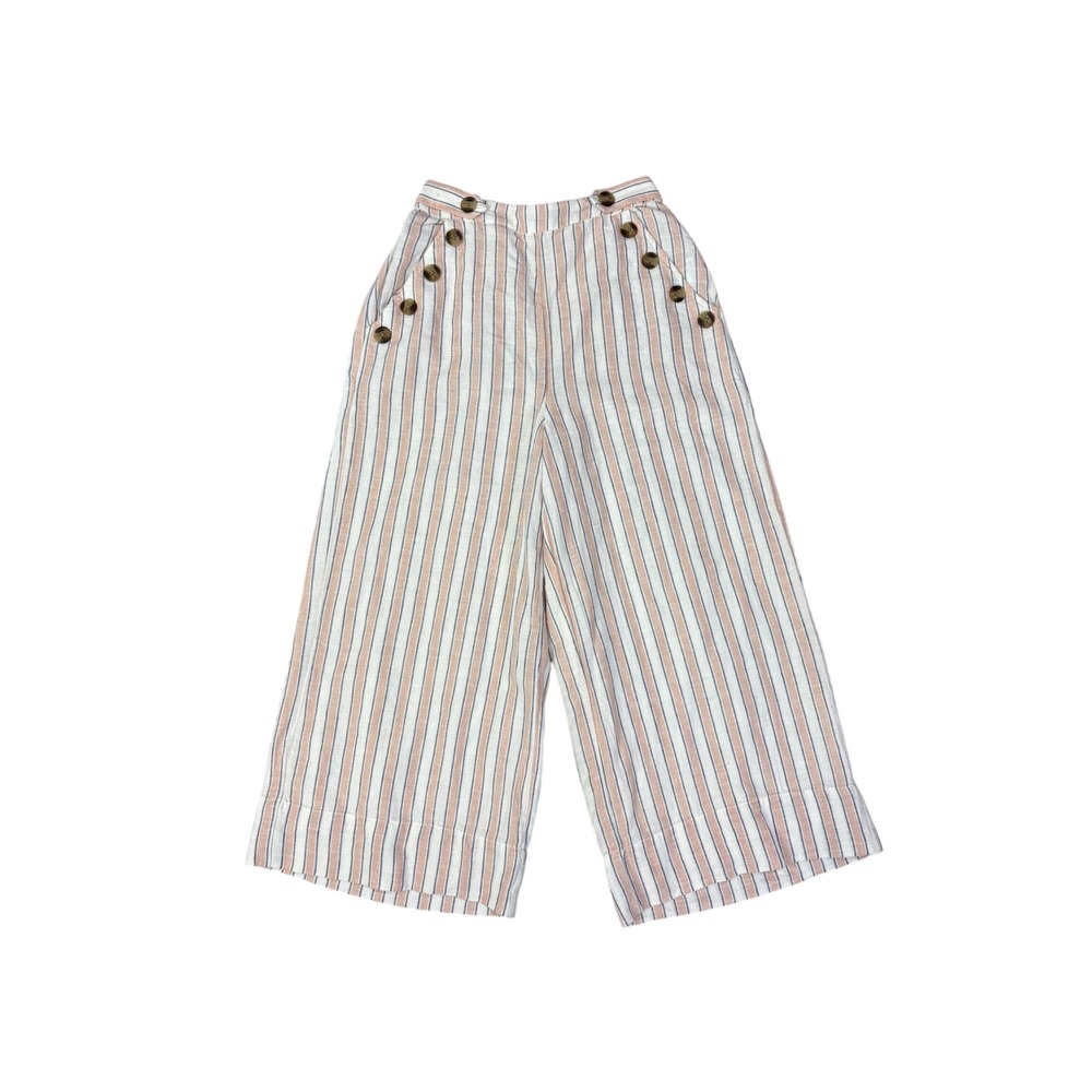 American Eagle Striped Wide Leg Carpi Pants Size XS Linen Cotton Beach Casual